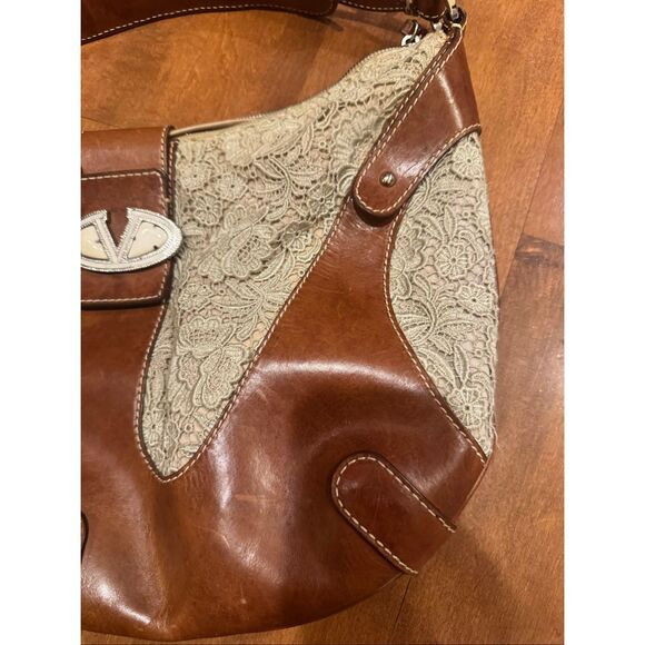Vintage authentic Valentino, lace and leather shoulder bag rare - Picture 5 of 11